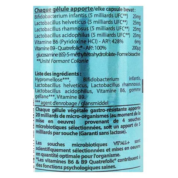 Psychobiotiques 20 Milliards souches - 30 gelules gastro-résistantes