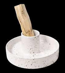 Porte Encens Céramique Blanche Tachetée pour Palo Santo