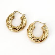 Boucles d'oreille ovales clips torsadées acier inoxydable Giulia (Doré)