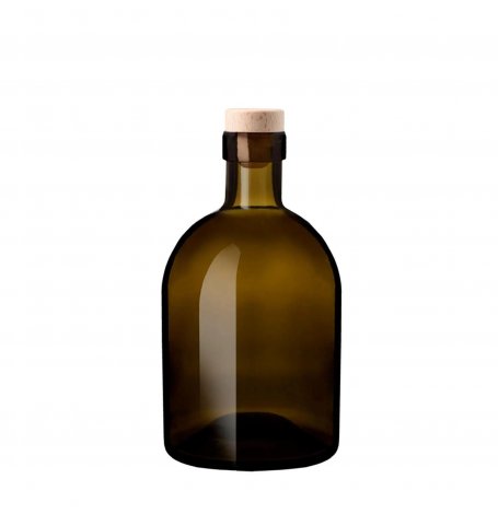 [7826_old] Bouteille vide ambré Robert bouchon en bois - 500 ml