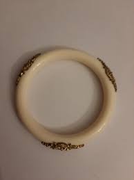 Jonc en résine et acier inoxydable - Crème