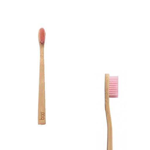 Brosse à dents bambou Enfant souple - Rose